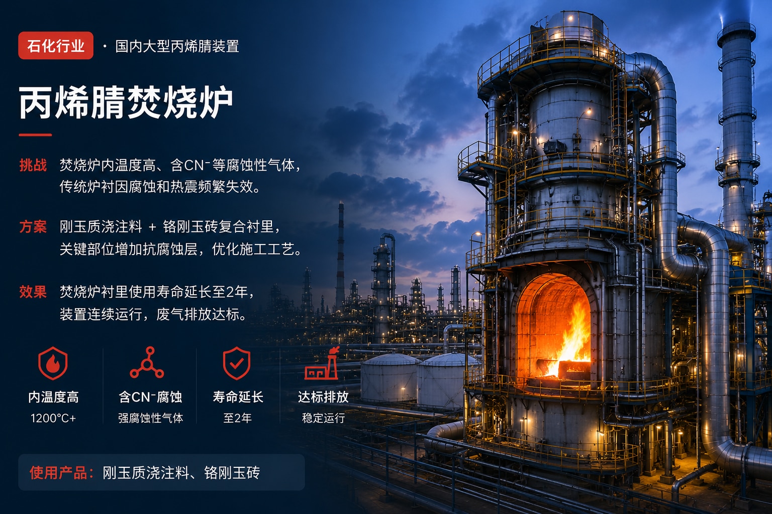 石化行业 丙烯腈 / 丙烯酸废液焚烧炉（三废联合处理） 部位配套实景