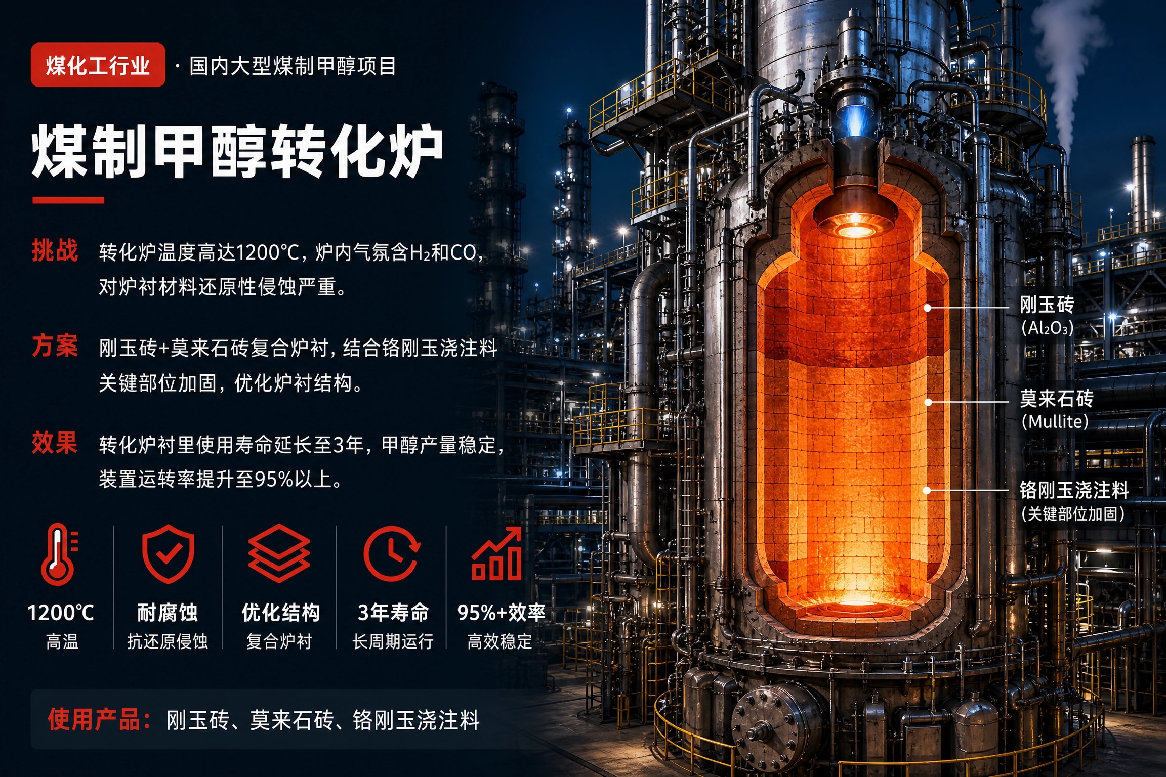 石化行业 煤制甲醇转化炉 / 煤制氢变换炉 / 煤制乙二醇加氢反应器 部位配套实景